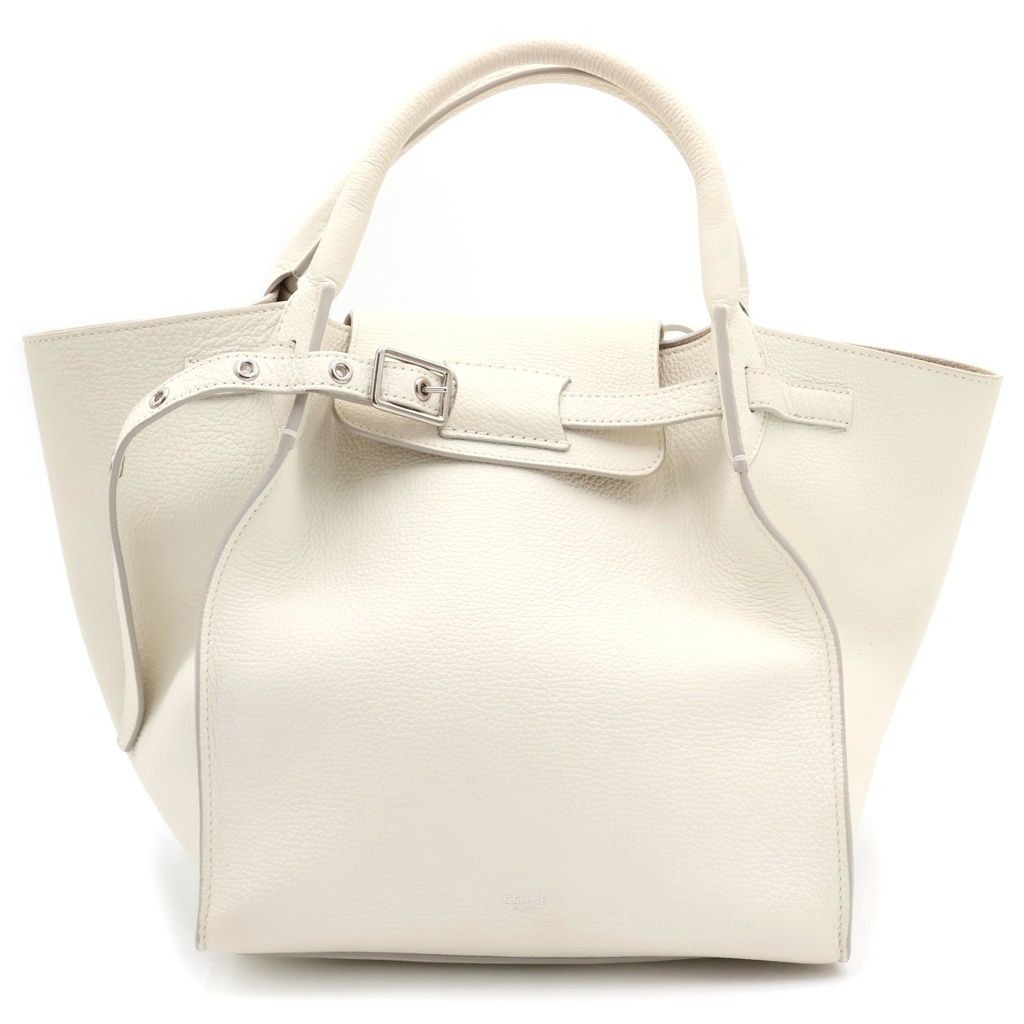 Celine Big Shoulder Bag White Leather Silver