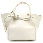 Celine Big Shoulder Bag White Leather Silver