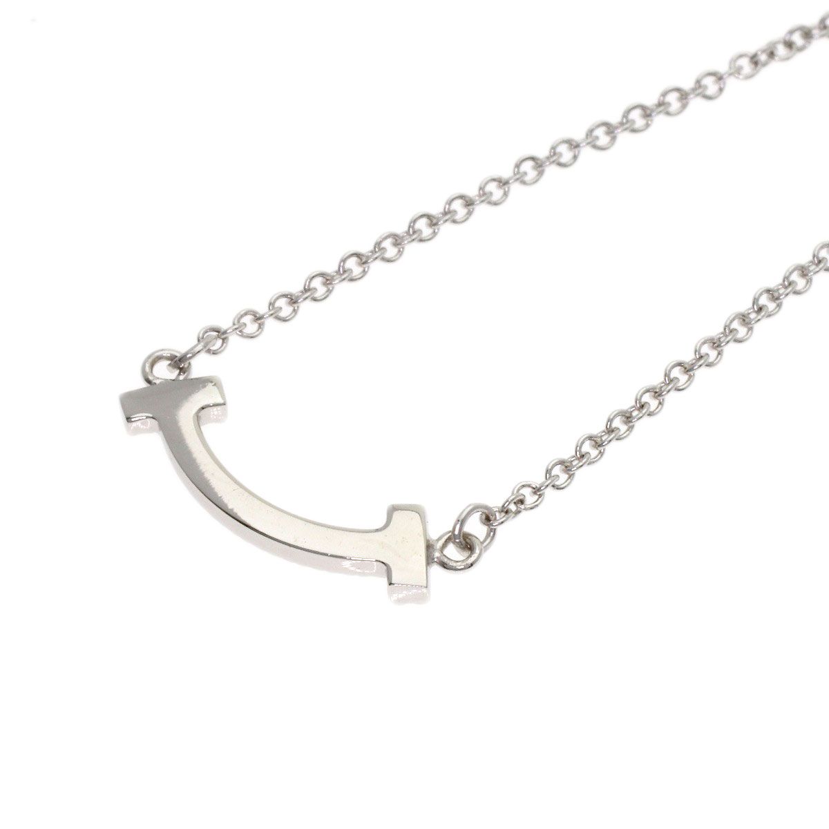 Tiffany & Co T Smile Mini Diamond Necklace 18k White Gold — view 5