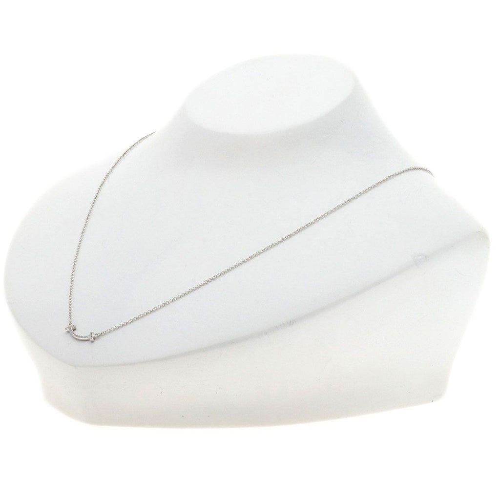 Tiffany & Co T Smile Mini Diamond Necklace 18k White Gold — view 4