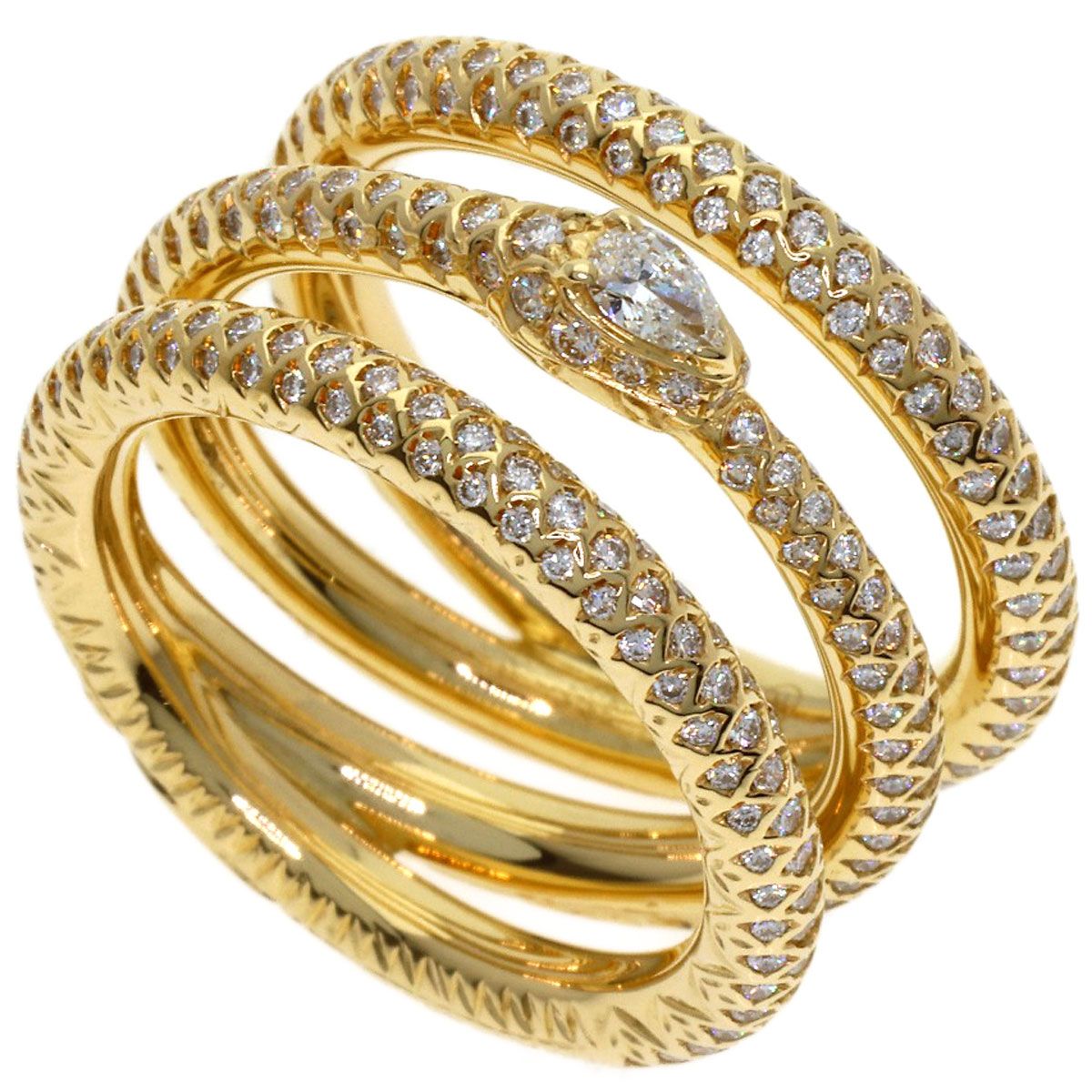 Gucci Ouroboros Diamond Ring 18k Yellow Gold