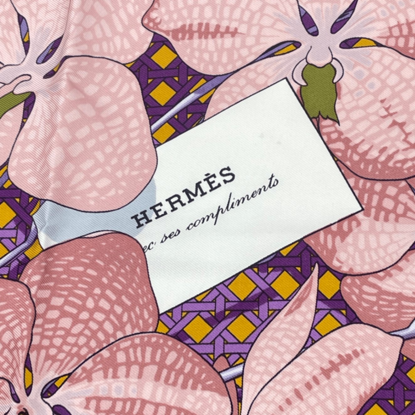 Hermes Scarf Carre 90 Floral Pattern Phalaenopsis Orchid Purple Touvenirs Asie