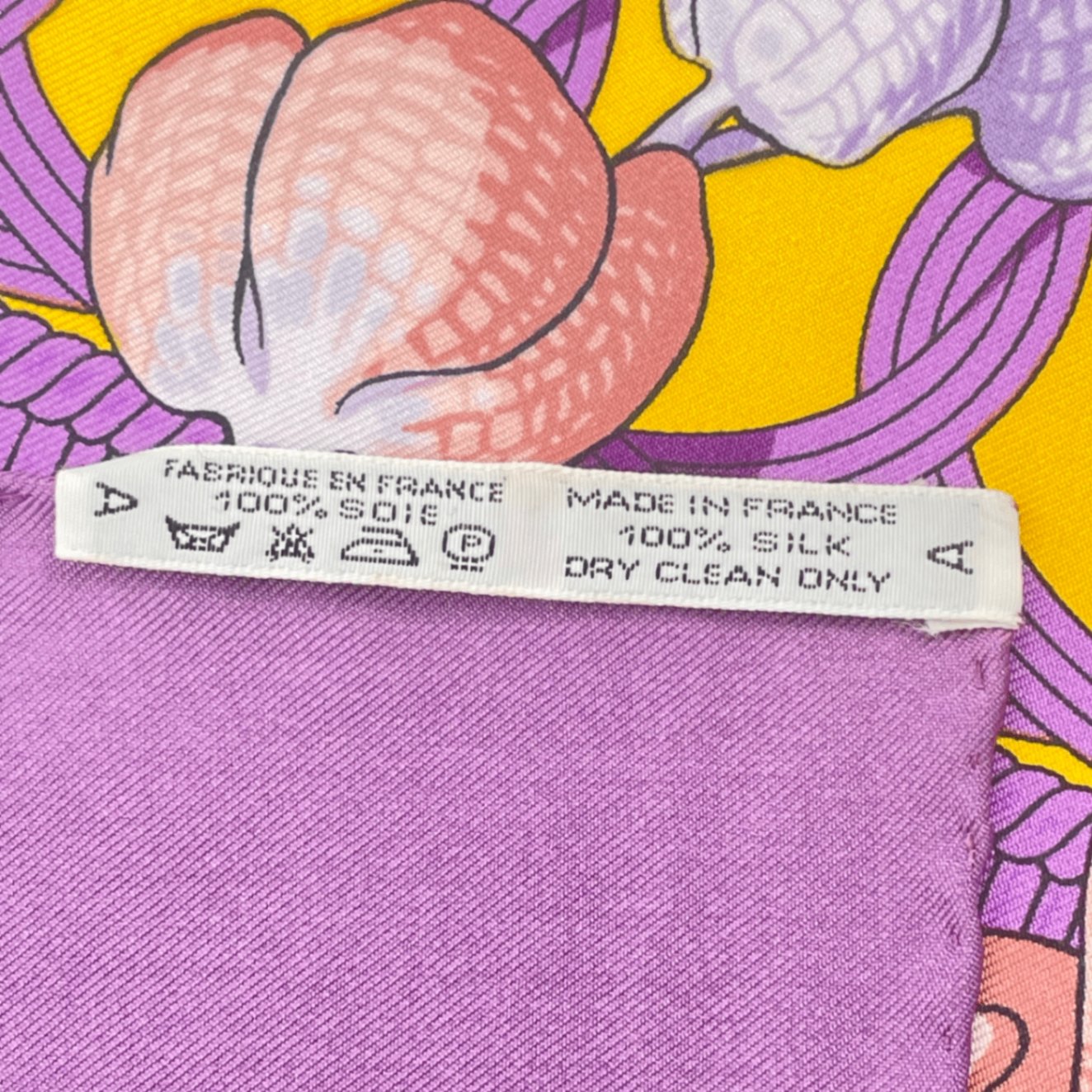 Hermes Scarf Carre 90 Floral Pattern Phalaenopsis Orchid Purple Touvenirs Asie