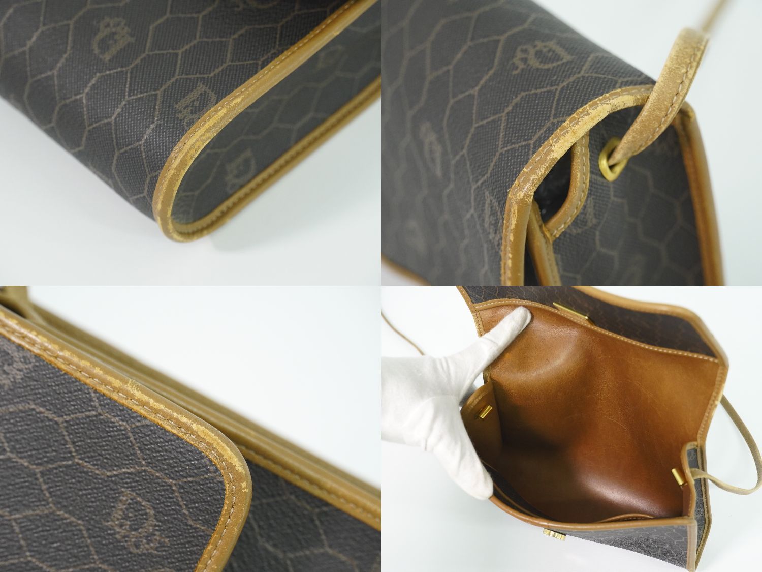 Dior Honeycomb Pattern Shoulder Bag Pochette Black — view 8