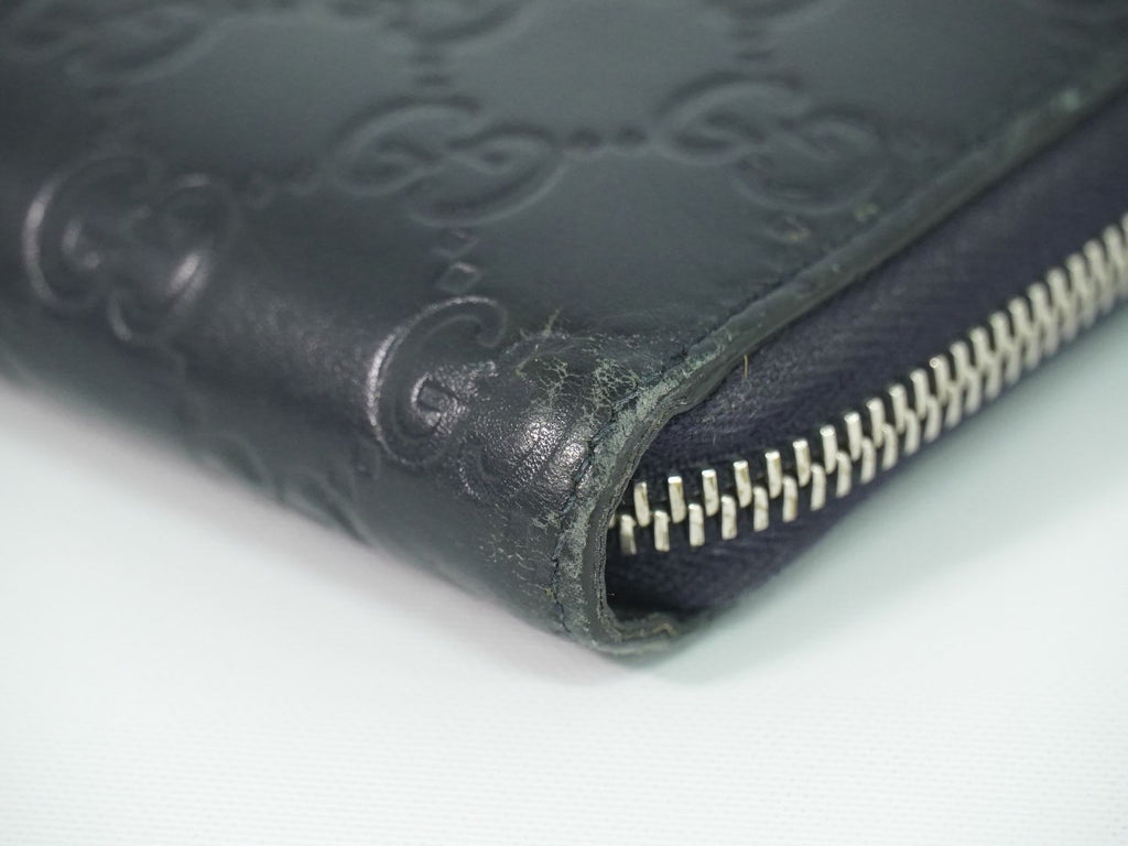 Gucci Durian Leather Zip Around Wallet Navy — view 7