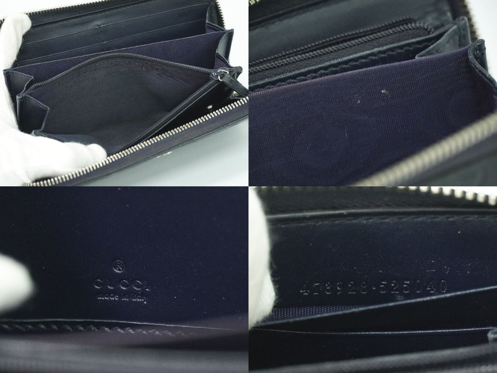 Gucci Durian Leather Zip Around Wallet Navy — view 9