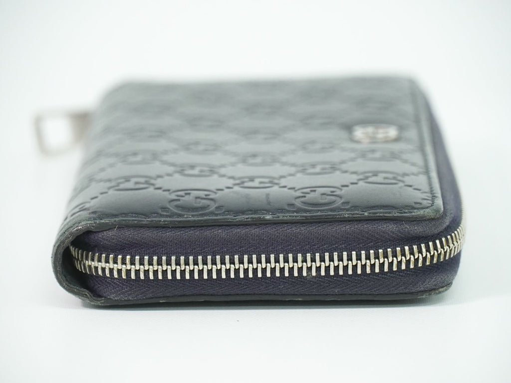 Gucci Durian Leather Zip Around Wallet Navy — view 4