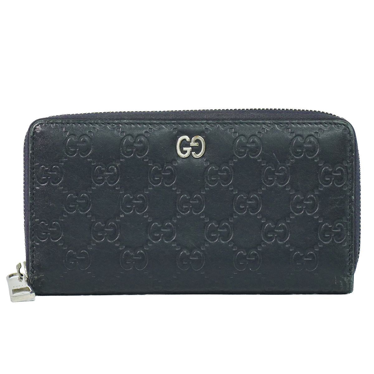 Gucci Durian Leather Zip Around Wallet Navy