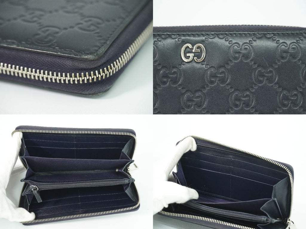 Gucci Durian Leather Zip Around Wallet Navy — view 8