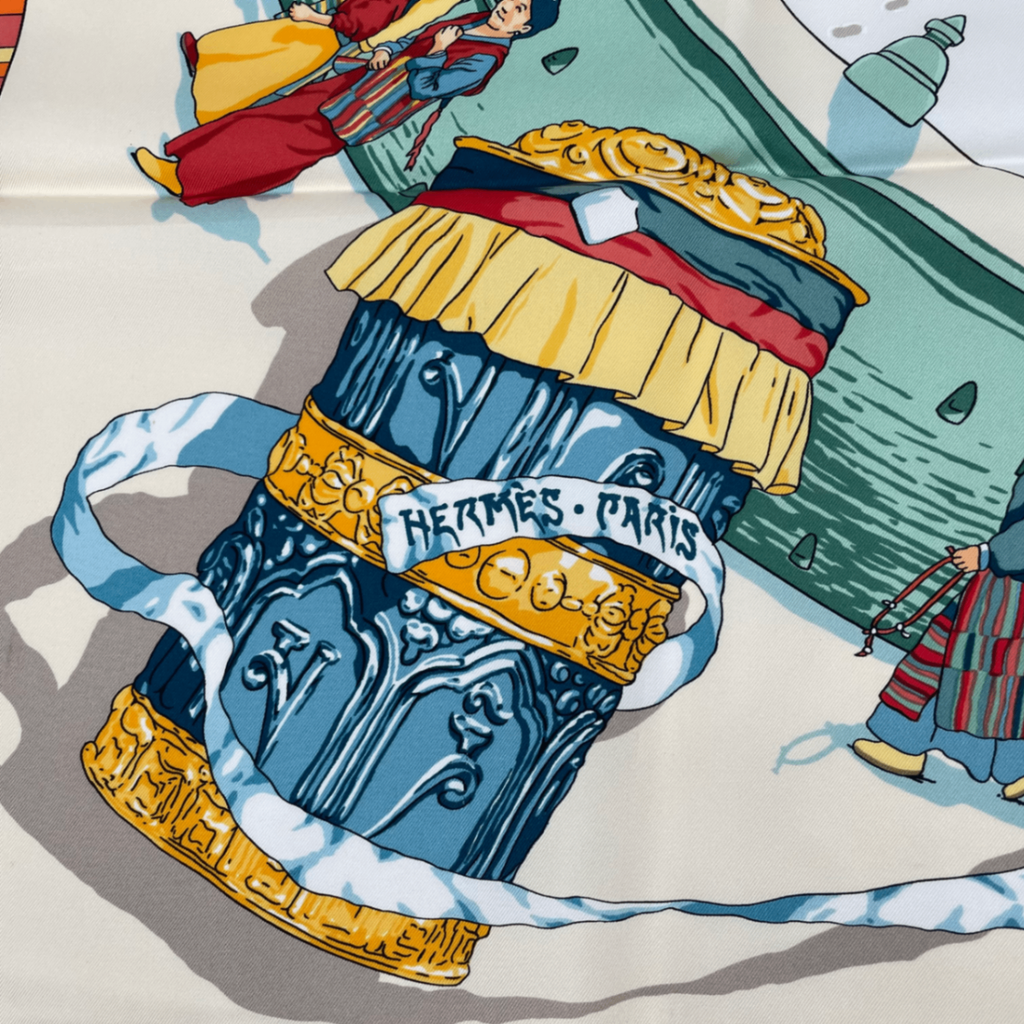 Hermes Carre 90 Prieres AU Vent Prayer in the Wind Green Multicolor Scarf Silk — view 7