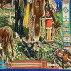 Hermes les Cheyenne Carre 90 Silk Navy Multicolor Scarf — view 5