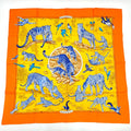 Hermes Carre 90 Tendresse Feline Wild Kindness Scarf Silk Orange
