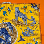 Hermes Carre 90 Tendresse Feline Wild Kindness Scarf Silk Orange — view 3