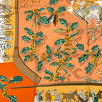Hermes Carre 90 Neige D'antan Last Year's Snow Silk 100% Scarf Orange — view 4