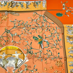 Hermes Carre 90 Neige D'antan Last Year's Snow Silk 100% Scarf Orange — view 3
