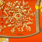 Hermes Carre 90 Neige D'antan Last Year's Snow Silk 100% Scarf Orange — view 6