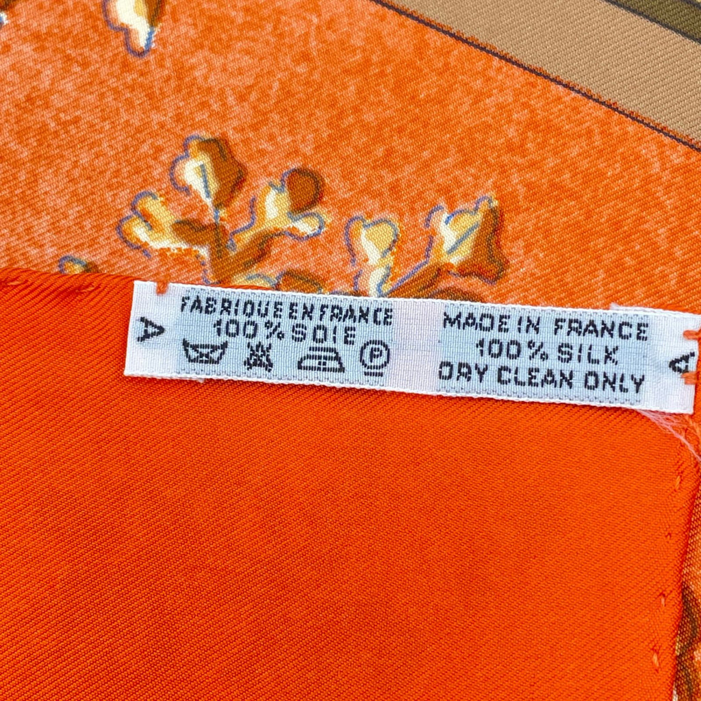 Hermes Carre 90 Neige D'antan Last Year's Snow Silk 100% Scarf Orange — view 7
