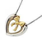 Tiffany & Co Necklace Heart Ribbon 18k Yellow Gold Silver
