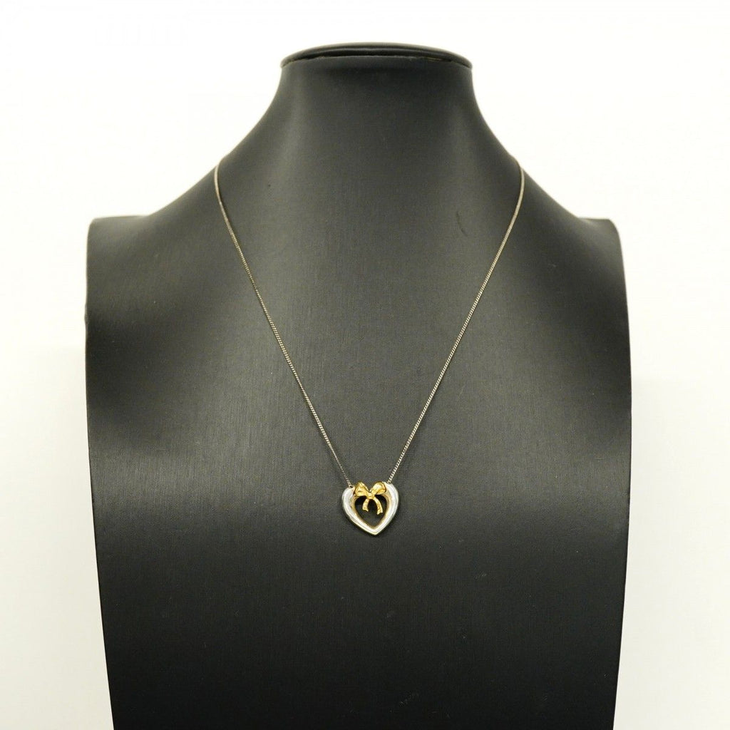 Tiffany & Co Necklace Heart Ribbon 18k Yellow Gold Silver — view 7