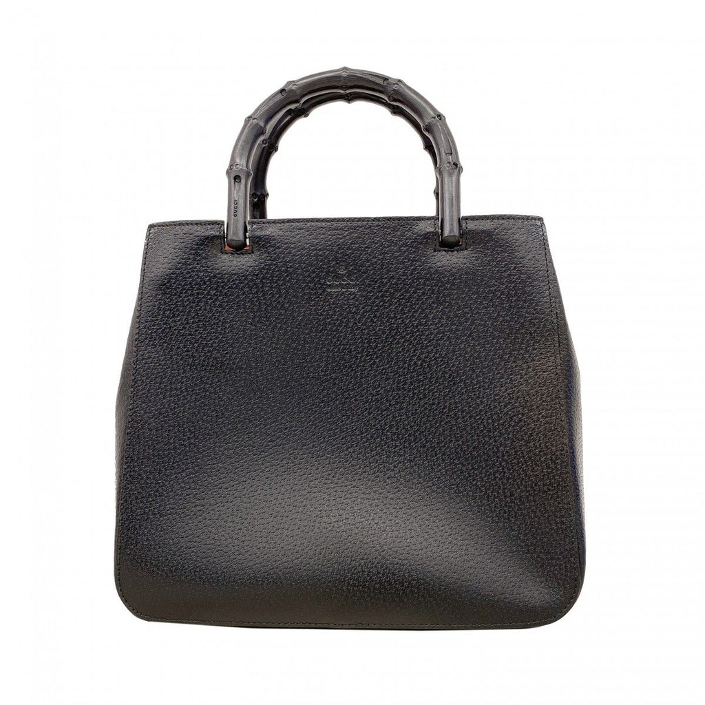 Gucci Handbag Bamboo 002 Leather Black Silver