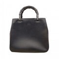 Gucci Handbag Bamboo 002 Leather Black Silver