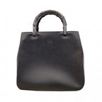 Gucci Handbag Bamboo 002 Leather Black Silver
