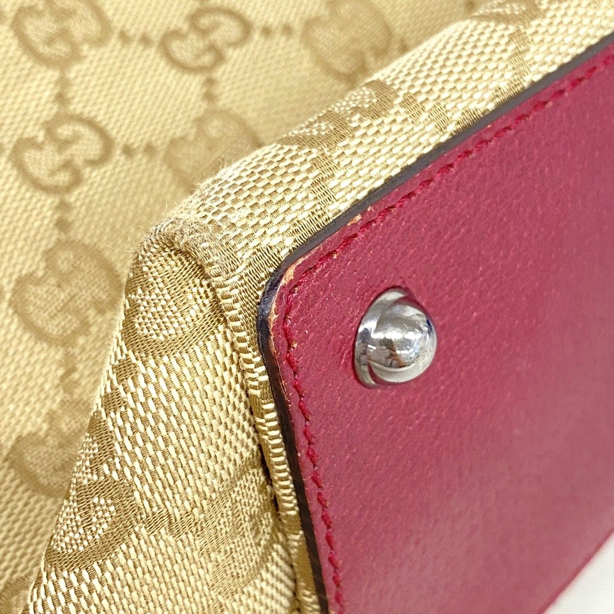 Gucci Tote GG Canvas Beige Bordeaux Silver — view 7