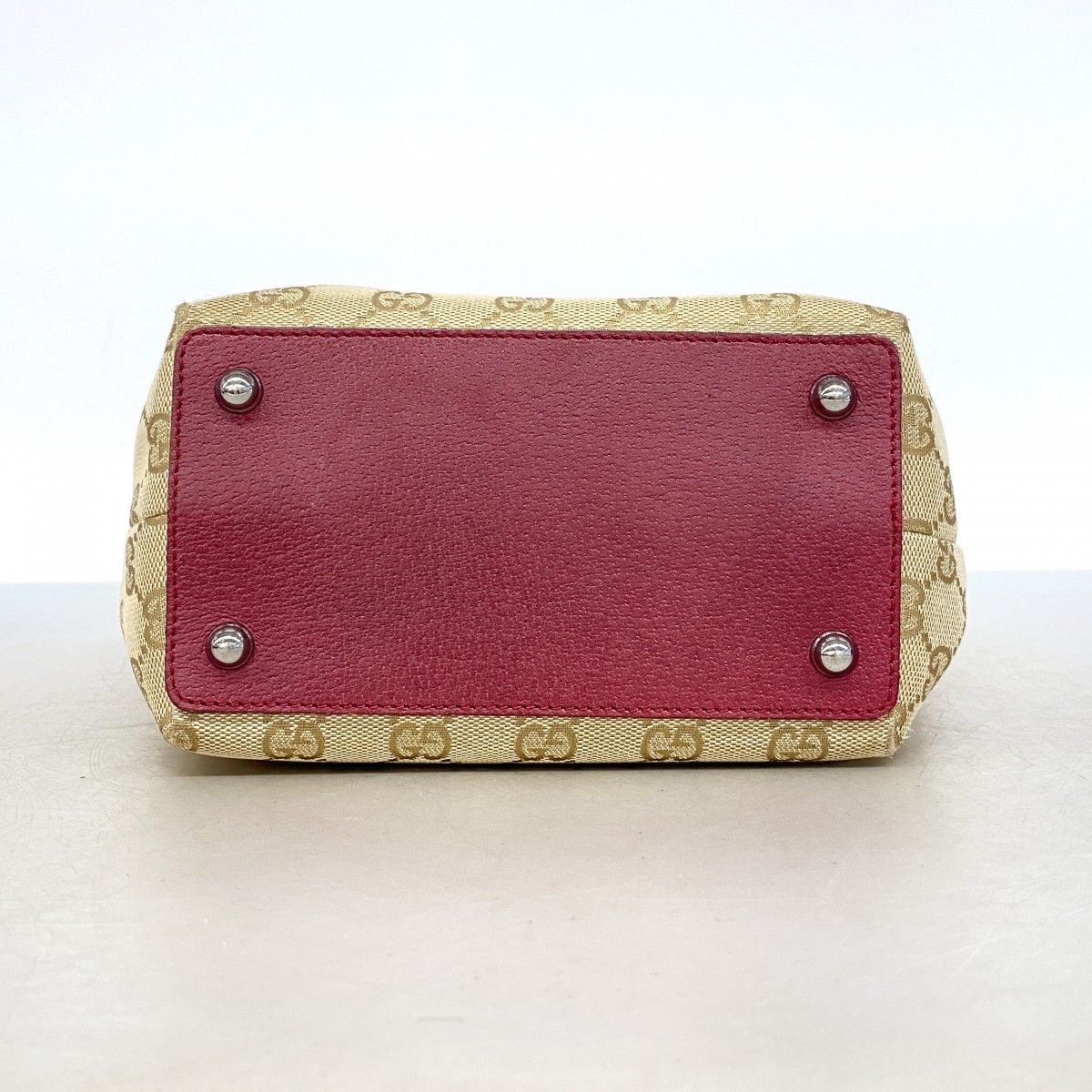 Gucci Tote GG Canvas Beige Bordeaux Silver — view 3
