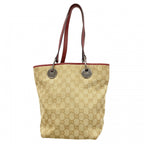 Gucci Tote GG Canvas Beige Bordeaux Silver
