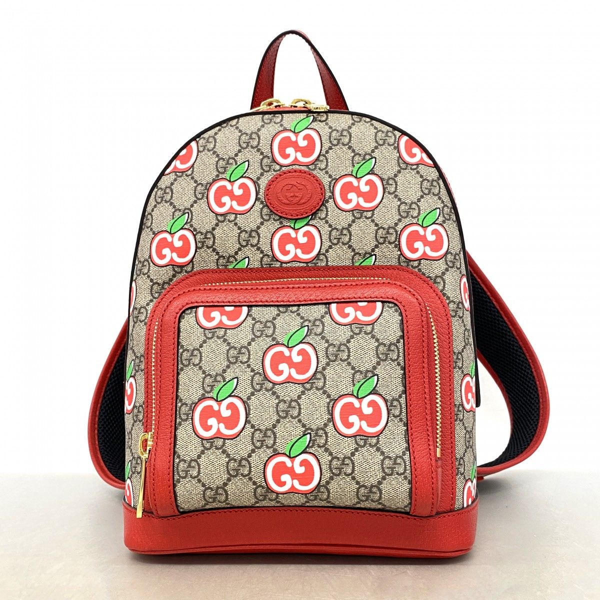 Gucci Backpack GG Supreme Beige Red Gold