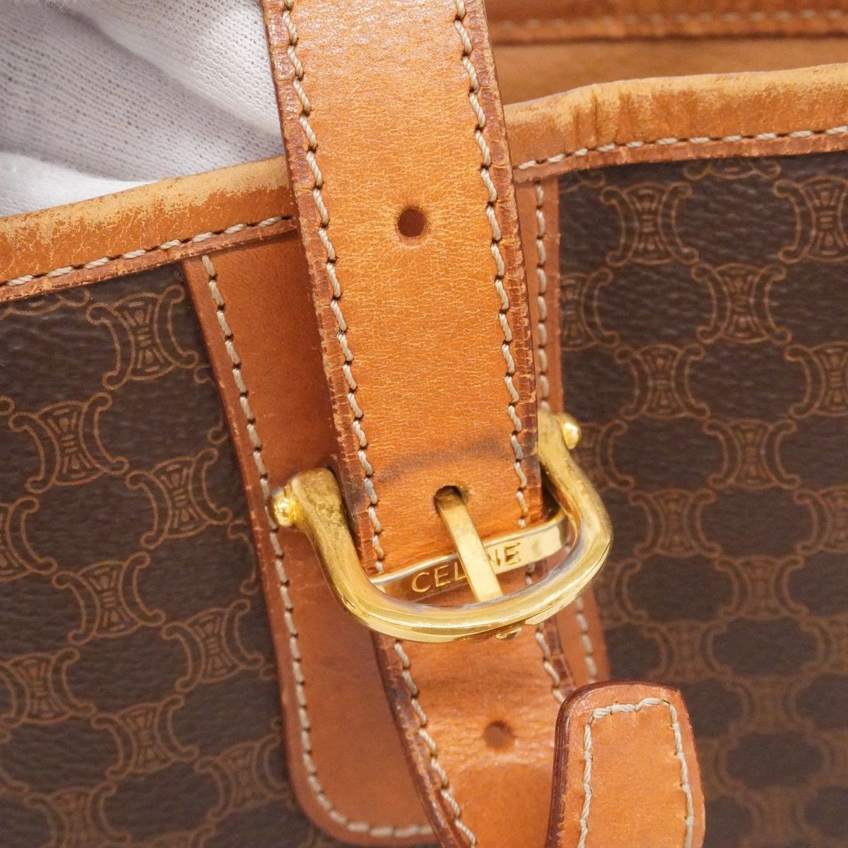 Celine Tote Macadam Brown Gold — view 9