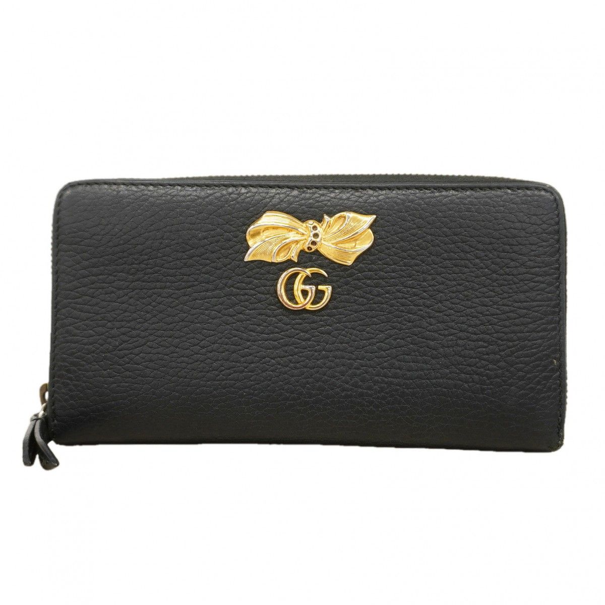Gucci Wallet GG Marmont Leather Black Gold