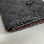 Chanel Trifold Wallet Quilted Caviar Leather Black Gold — view 6