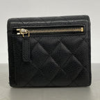 Chanel Trifold Wallet Quilted Caviar Leather Black Gold — view 7