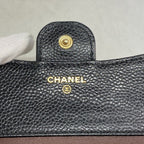Chanel Trifold Wallet Quilted Caviar Leather Black Gold — view 4