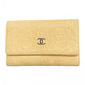 Chanel Wallet Camellia Lambskin Beige Silver