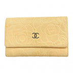 Chanel Wallet Camellia Lambskin Beige Silver