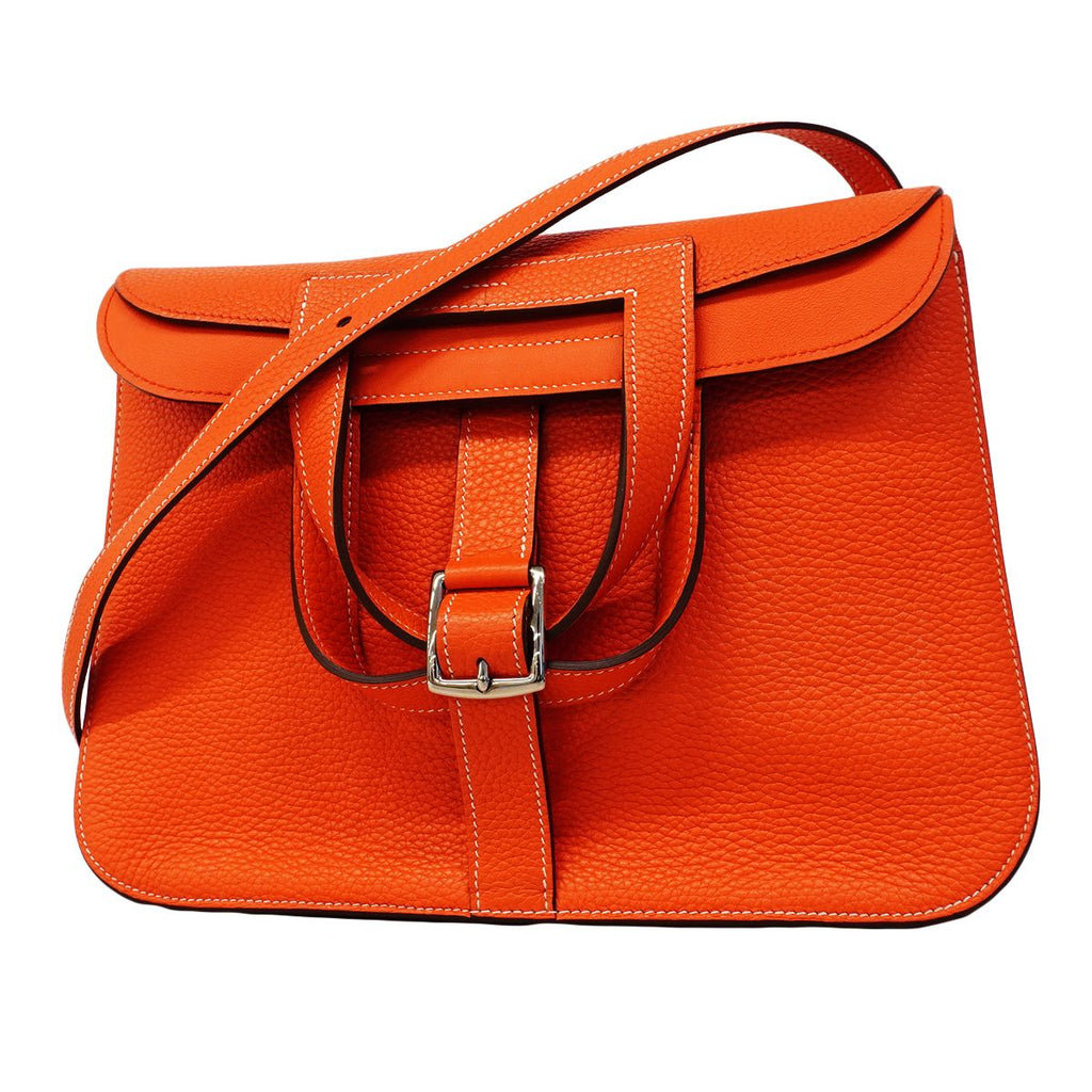 Hermes Handbag Halzan 31 Taurillon Clemence Capucines Silver 2-Way