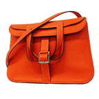 Hermes Handbag Halzan 31 Taurillon Clemence Capucines Silver 2-Way