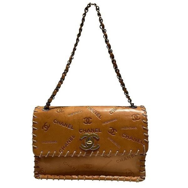 Chanel CC Logo Leather Chain Shoulder Brown