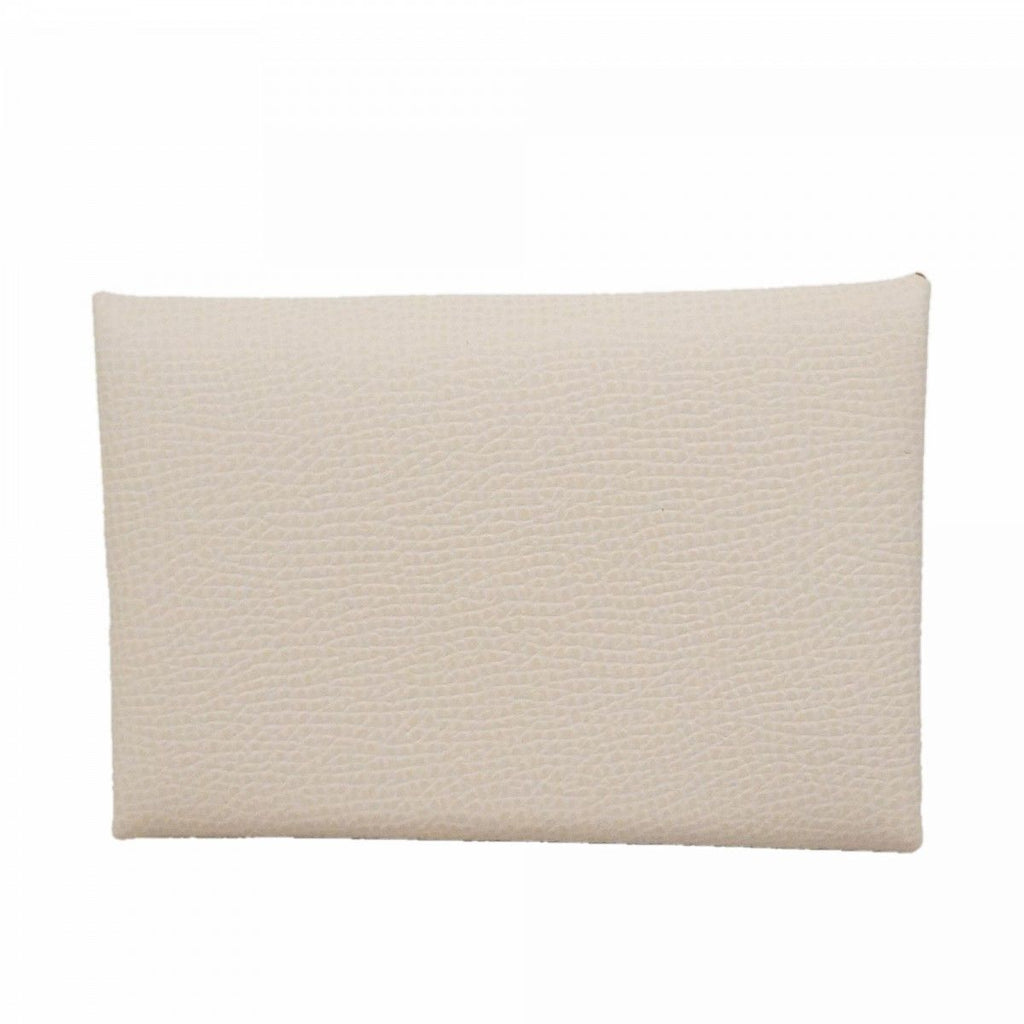 Hermes Card Case Calvi Veau Epsom Gris Perle Silver