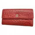 Chanel Wallet Camellia Lambskin Bordeaux Silver