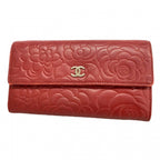 Chanel Wallet Camellia Lambskin Bordeaux Silver
