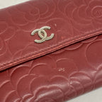 Chanel Wallet Camellia Lambskin Bordeaux Silver — view 8
