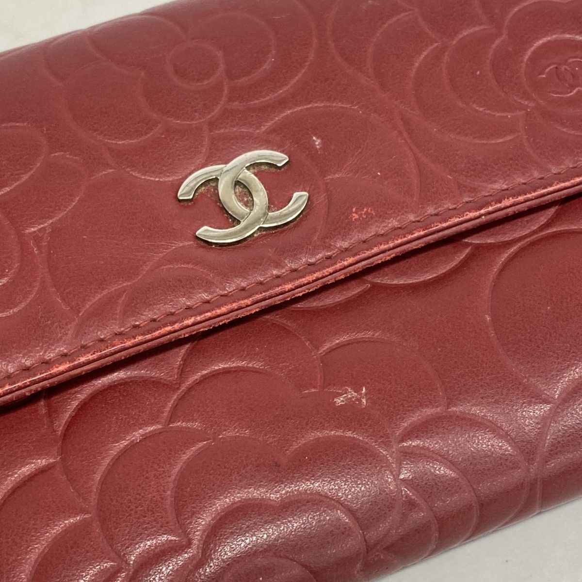 Chanel Wallet Camellia Lambskin Bordeaux Silver — view 8