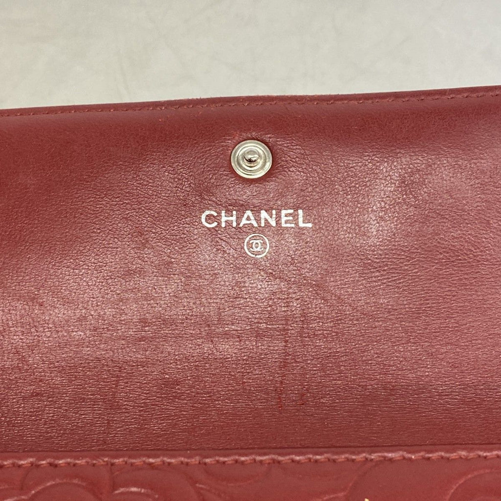 Chanel Wallet Camellia Lambskin Bordeaux Silver — view 4