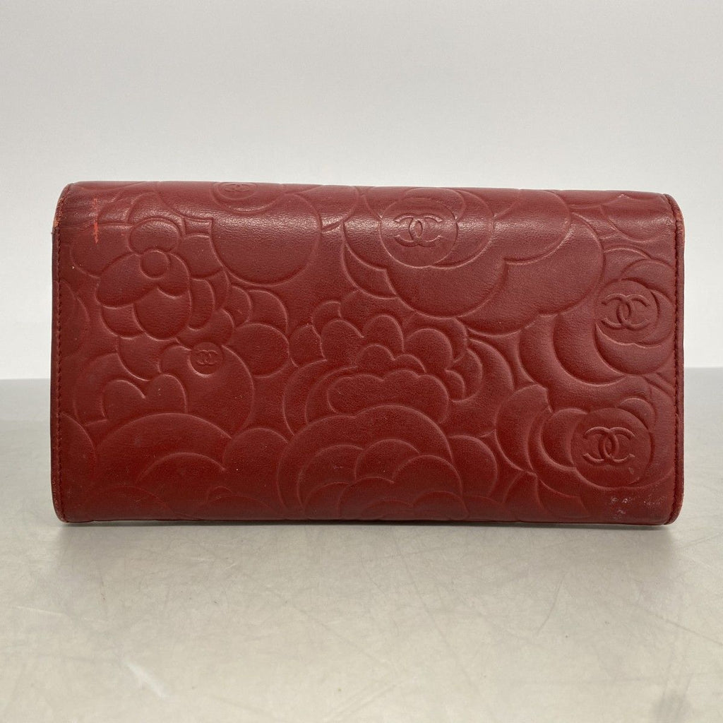 Chanel Wallet Camellia Lambskin Bordeaux Silver — view 9