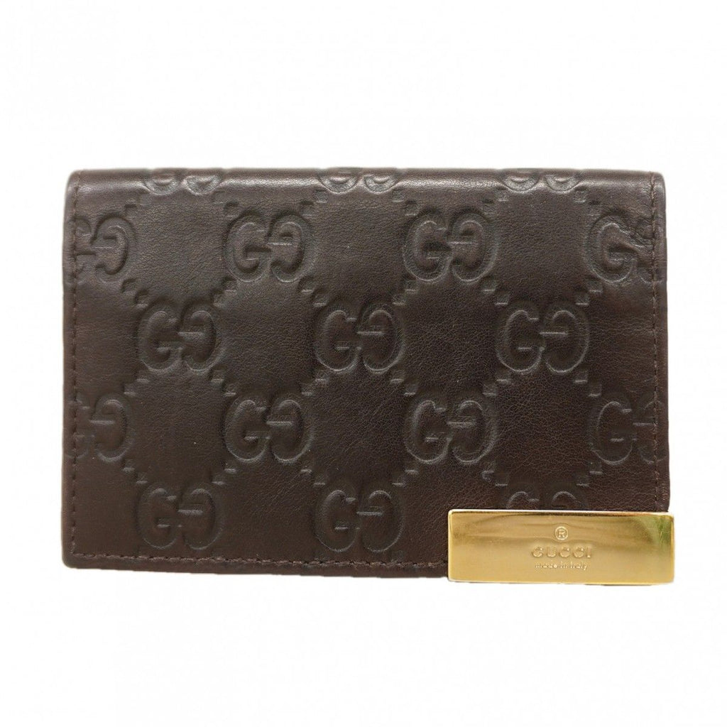 Gucci Business Card Holder Guccissima Leather Brown Gold