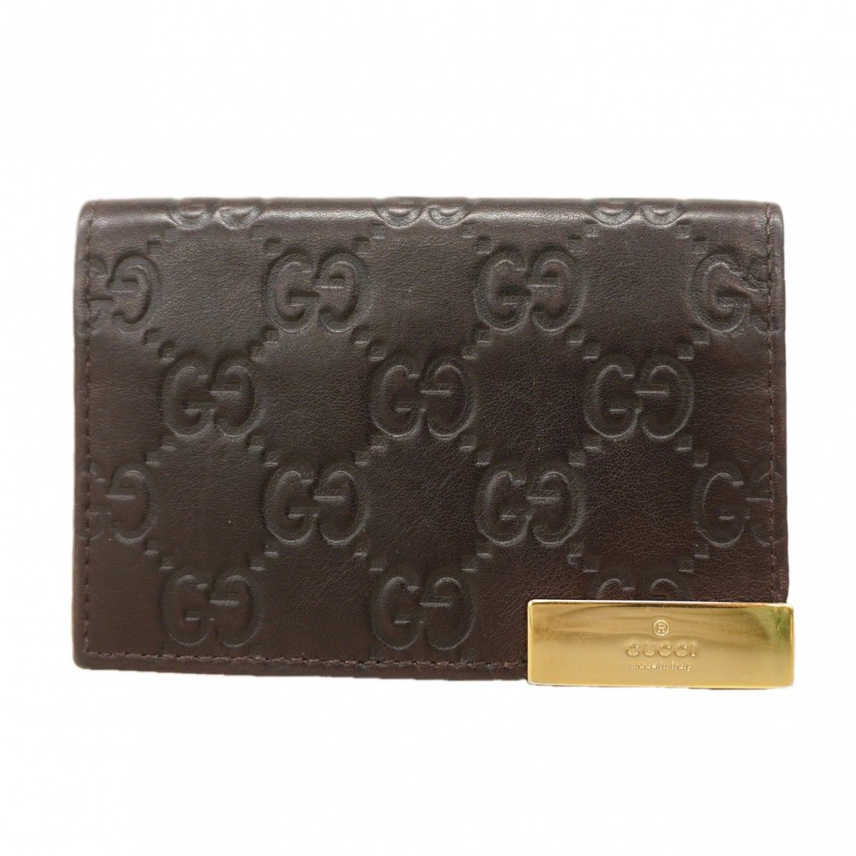 Gucci Business Card Holder Guccissima Leather Brown Gold