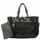 Chanel Tote Paris Biarritz Calf Hair Black Silver